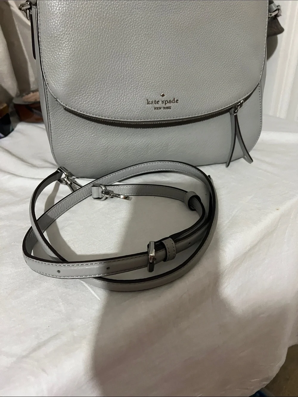 kate spade Light Gray Pebbled Leather Crossbody Bag